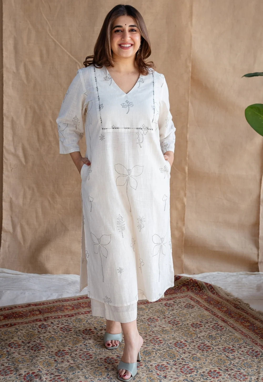 Felza Felza Dabu Slub Cotton Hand Embroidered Kurta – Ripstop