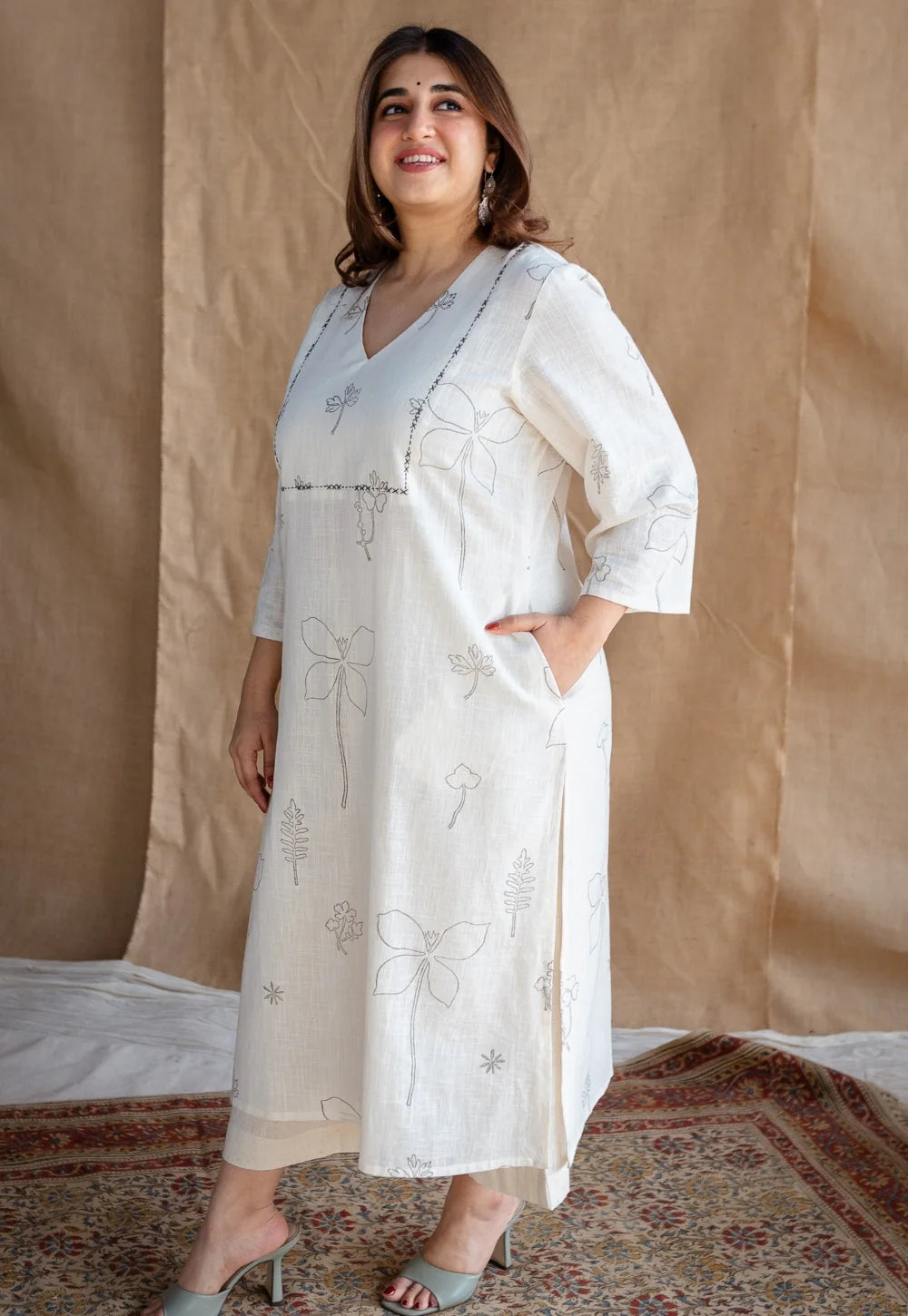 Felza Felza Dabu Slub Cotton Hand Embroidered Kurta – Ripstop
