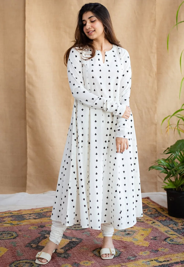 Shinat Screen Printed Cotton Kali Kurta