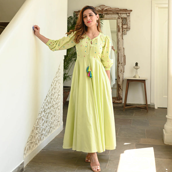 Colorful embroidered cotton dress