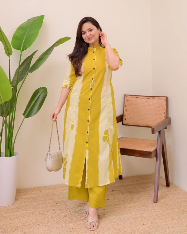 Mustard  Cotton Kurta Palazzo Set