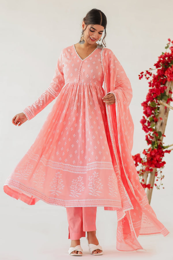 SAKURA PEACH ANARKALI SET