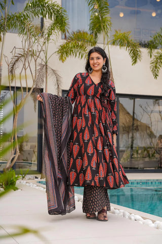 Raven Black Cotton Suit Set