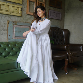 PURE WHITE COTTON MAXI DRESS